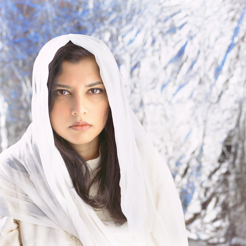 white shawl woman done