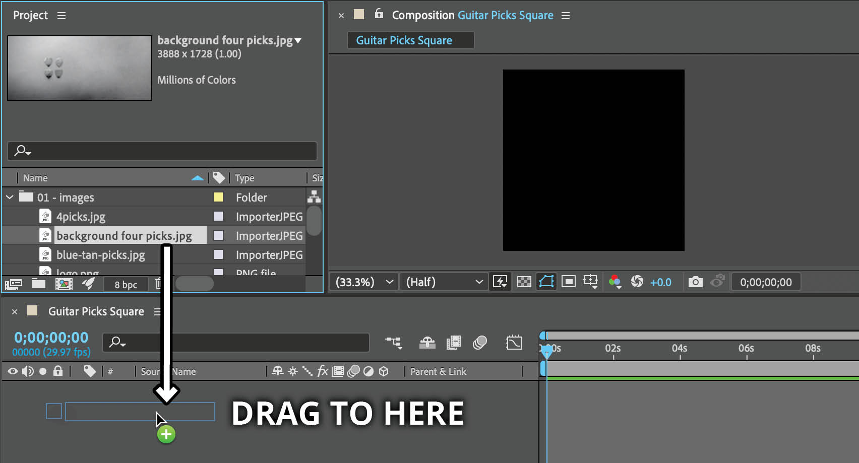 drag image into timeline
