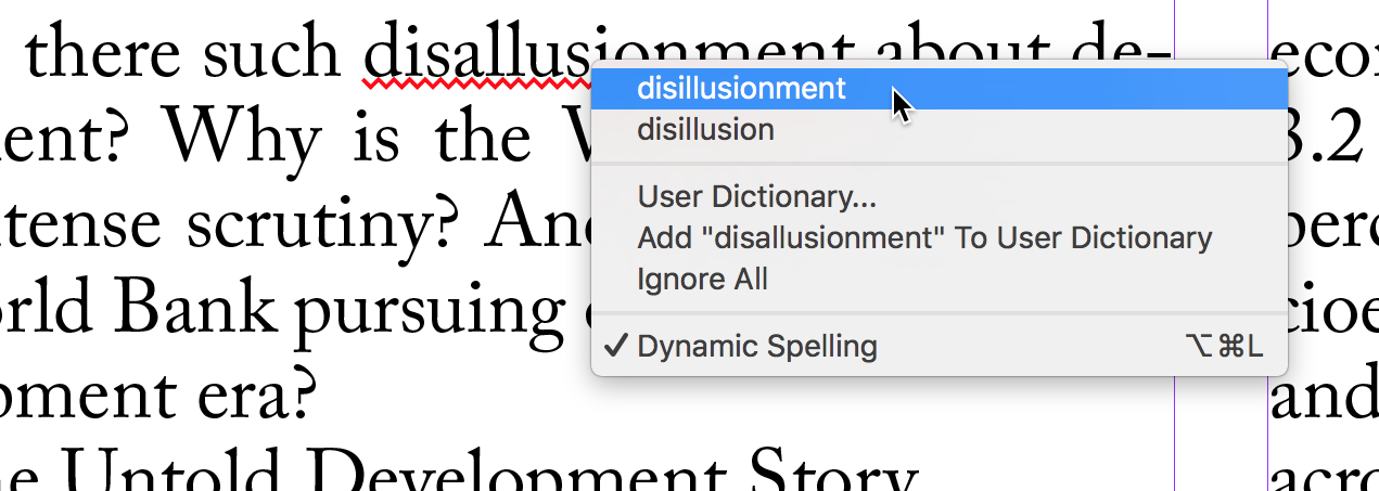 check spelling inline correction