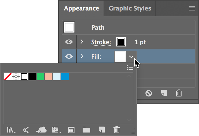 effects appearance open swatches
