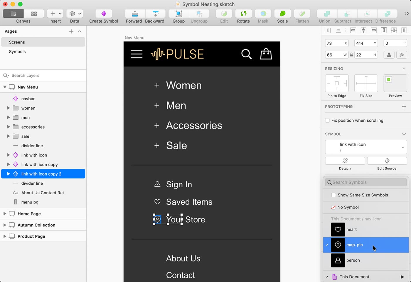 preview nested symbols