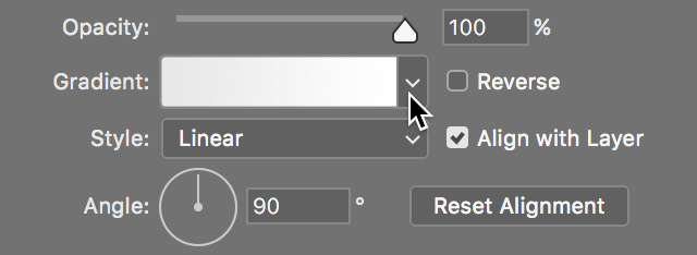 gradient click arrow to show presets