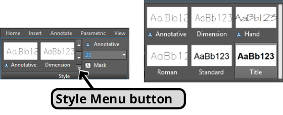 text style menu button