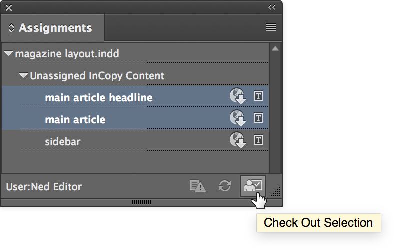 assignments panel check out