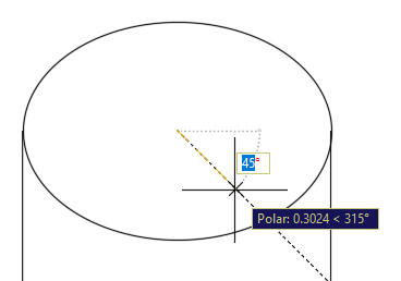 ellipse enter 45 degree angle