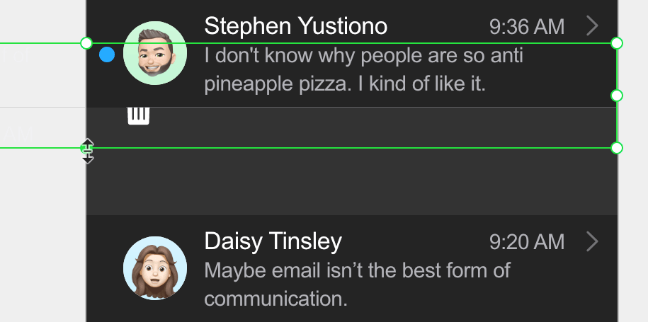 reduce height of delete row