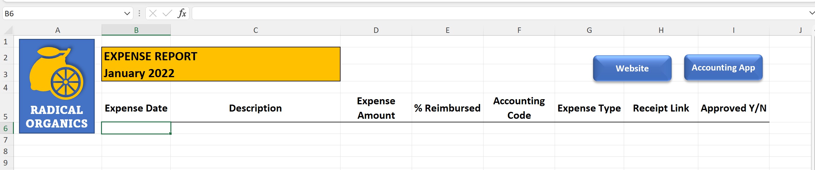 My Expense Sheet Column Headings