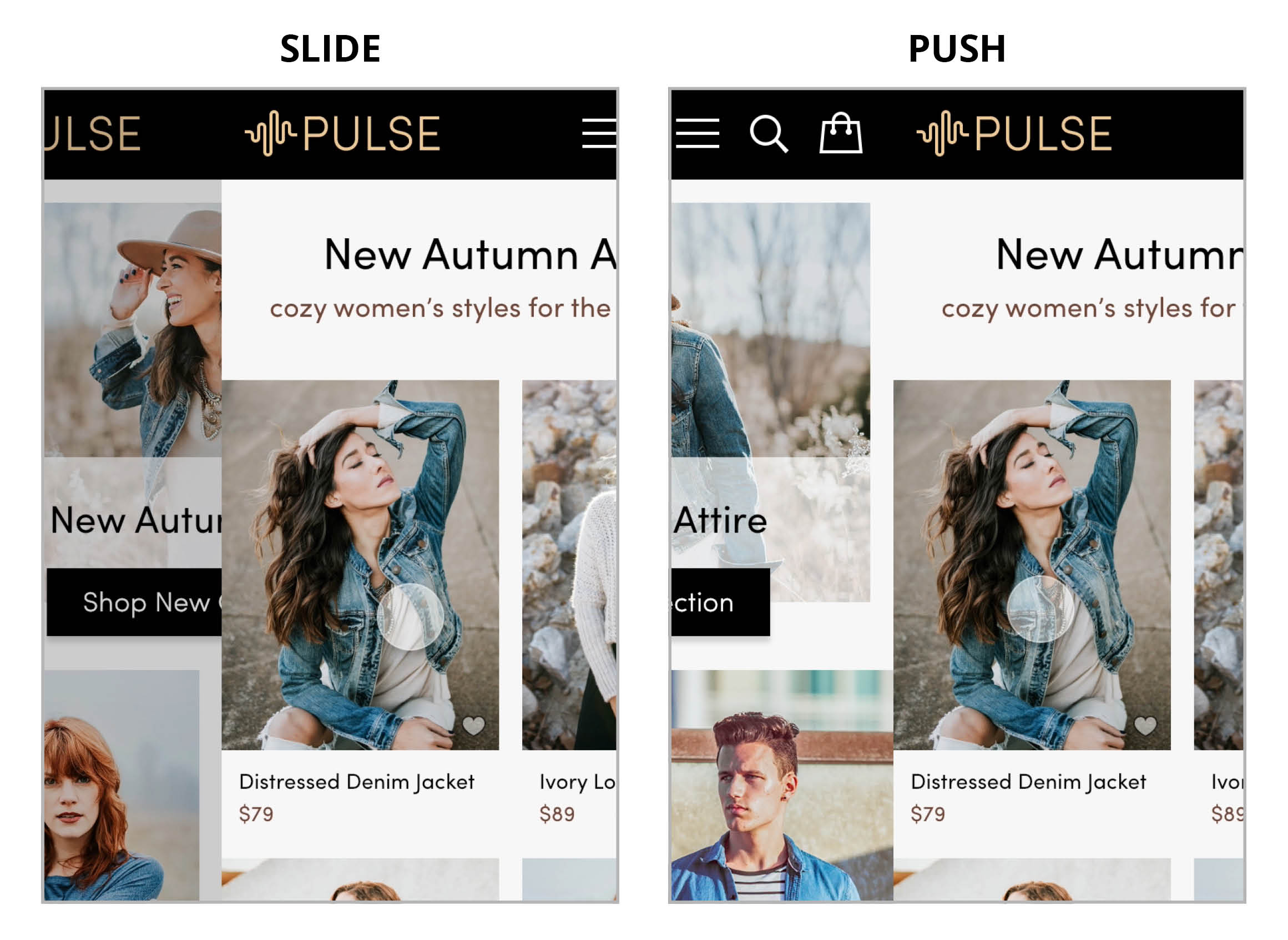 push vs. slide transition