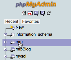 phpMyAdmin mrp database