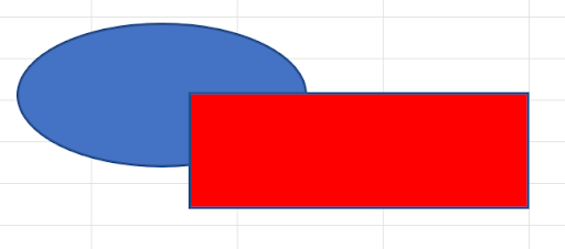 Red rectangle overlapping a blue oval