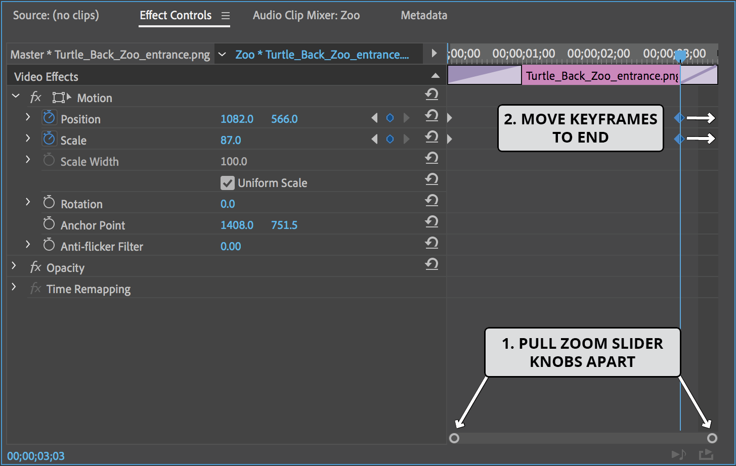 adjust anim crossdiss