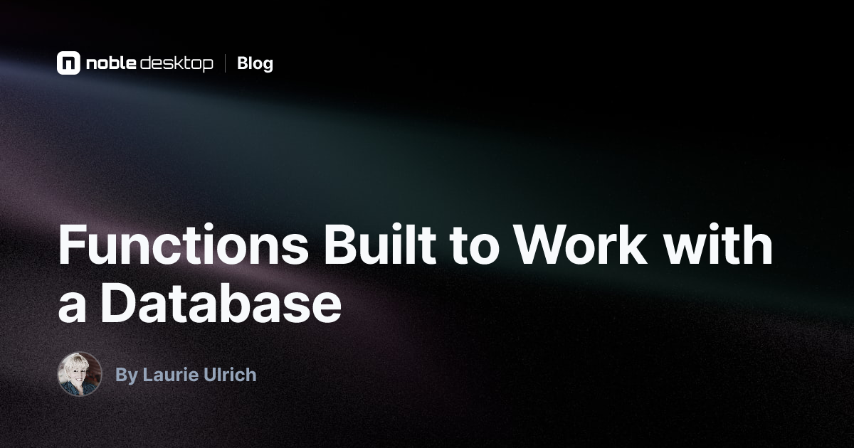 Functions Built to Work with a Database — Excel