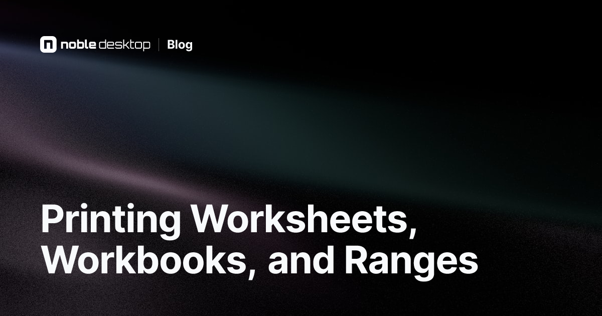Printing Worksheets, Workbooks, and Ranges — Excel