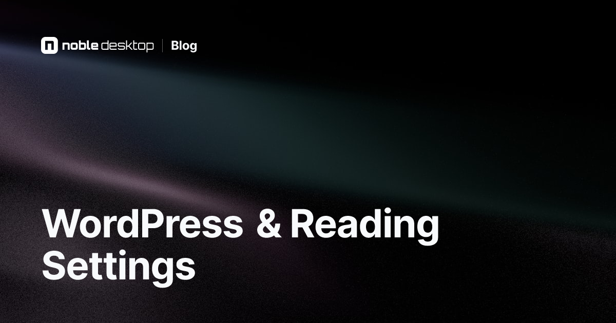 WordPress & Reading Settings Video Tutorial